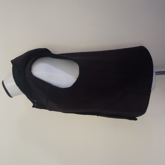 Lauren Ralph Lauren Hooded Suede Fleece Button up black vest Jacket size L - Picture 7 of 9